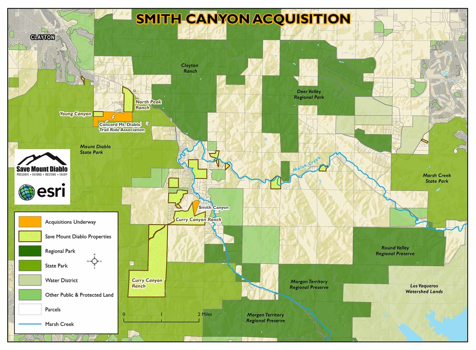Map of Smith Canyon showing nearby protected lands and lands still at risk