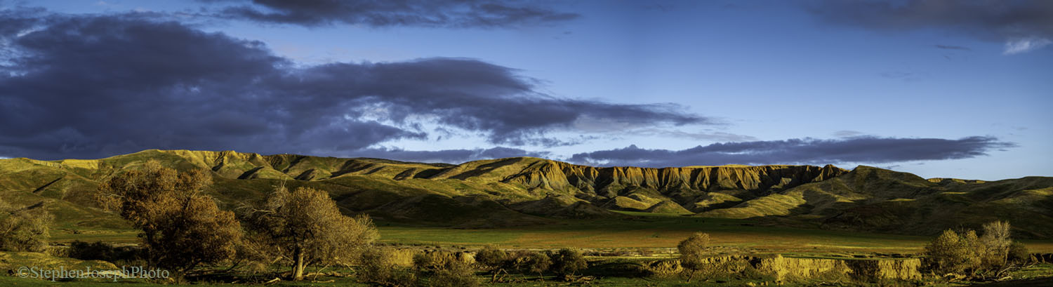 Panorama of Panoche Valley at dusk