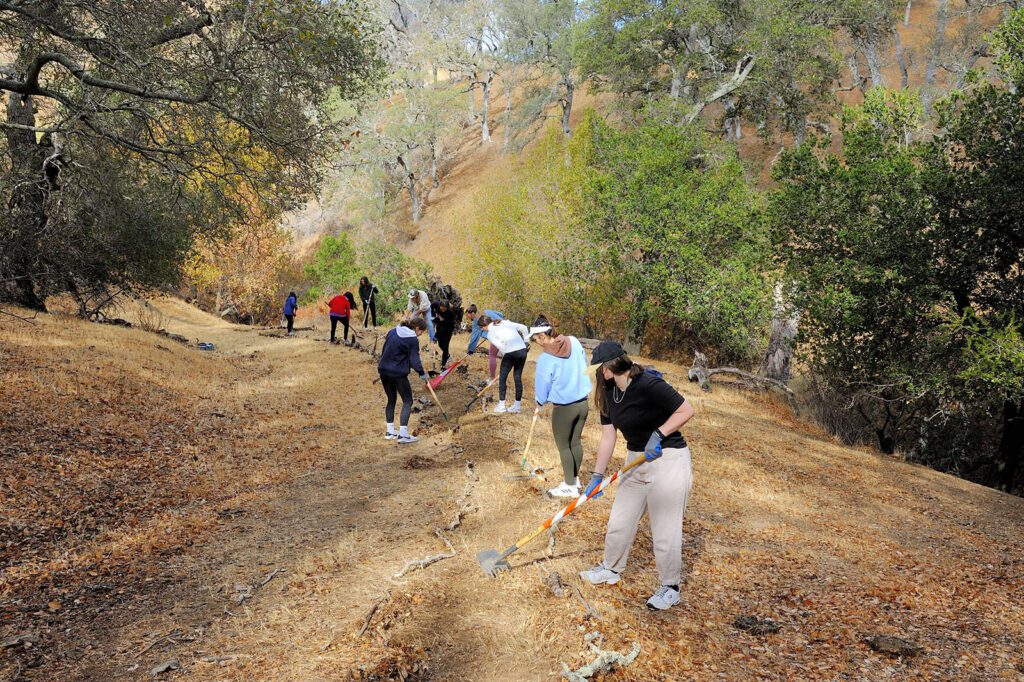 Campolindo students creating a trail at Mangini Ranch