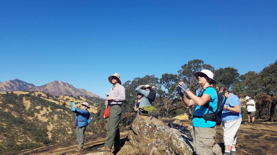 Hikers exploring the Hanson Hills property, which is now owned and managed by East Bay Regional Park District