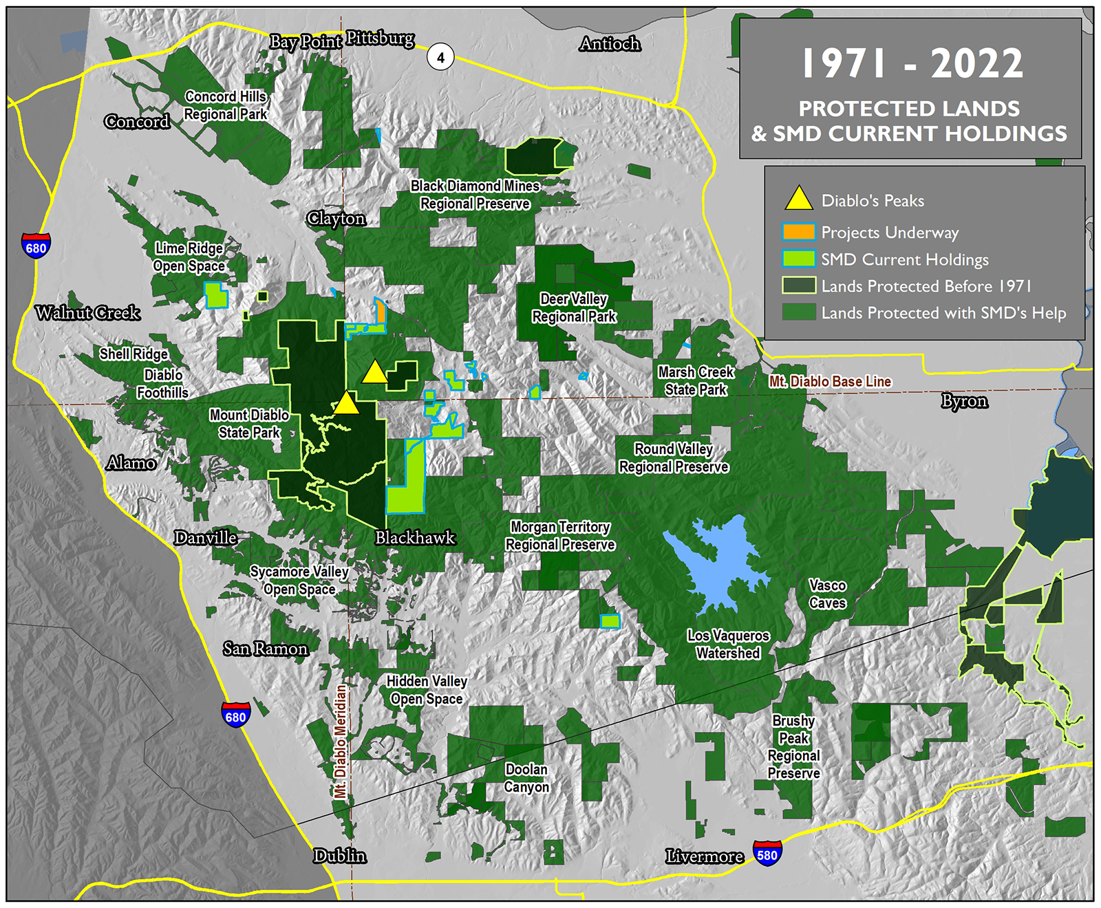 Lands protected by Save Mount Diablo between 1971 and 2022