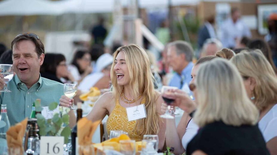 A happy group of Save Mount Diablo supporters make a toast at the 2018 Moonlight on the Mountain.