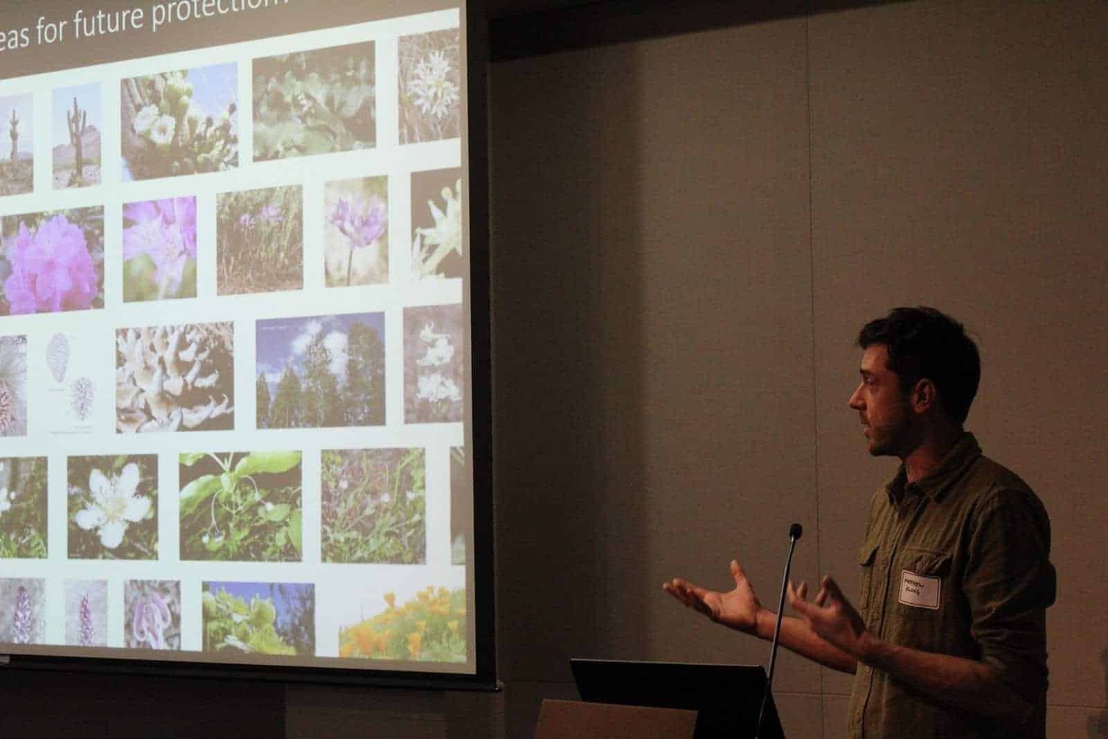 Matthew Kling presenting about California plant conservation