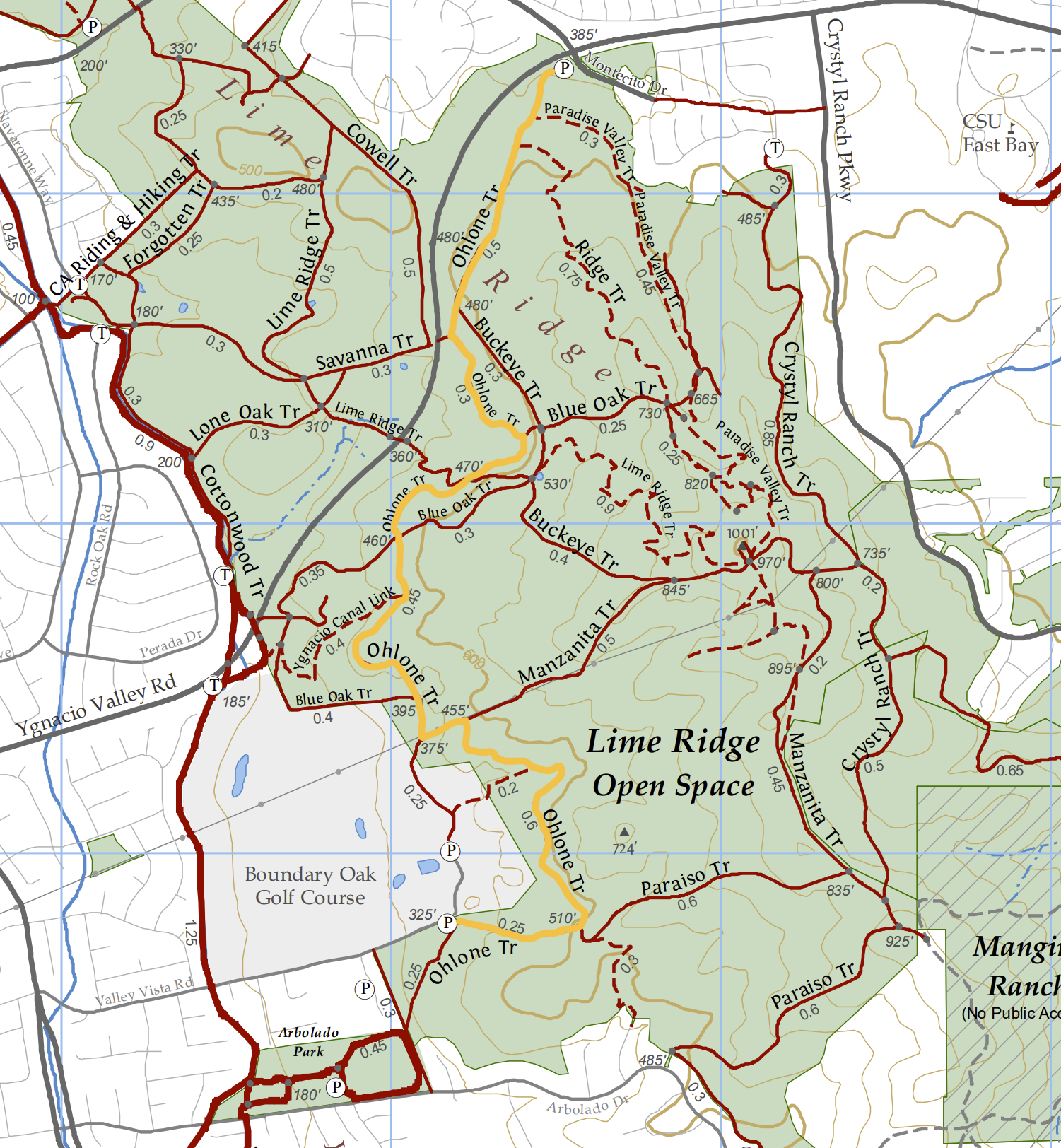 Lime Ridge Open Space Ohlone Trail - Ohlone Trail Map Lime Ridge 