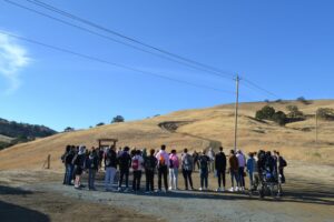 large circle of high school students at mangini ranch