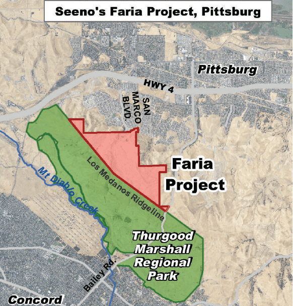 Map of the Faria project location in Pittsburg, 2023