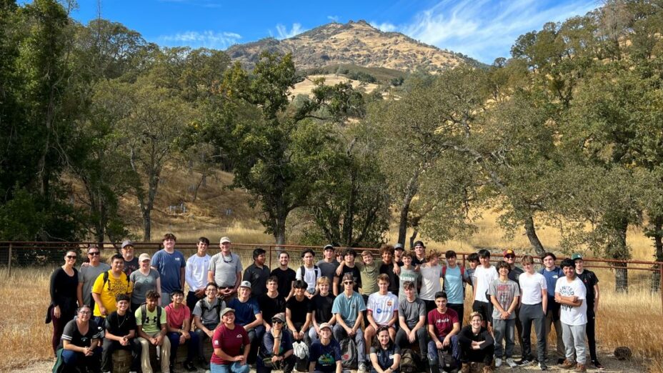 group photo at Curry Canyon Ranch with Mount Diablo in the background