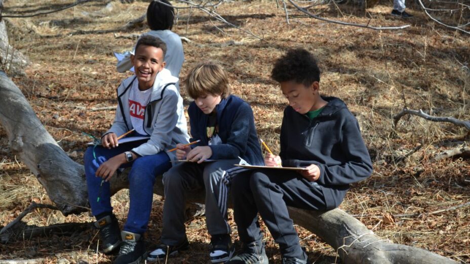 kids journaling at mangini preserve