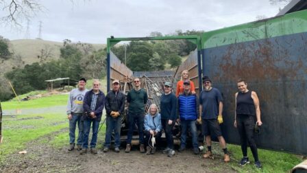 Volunteers at Balcerzak after filling up the CASS container