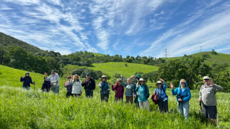 a hiking group in Mangini Preserve