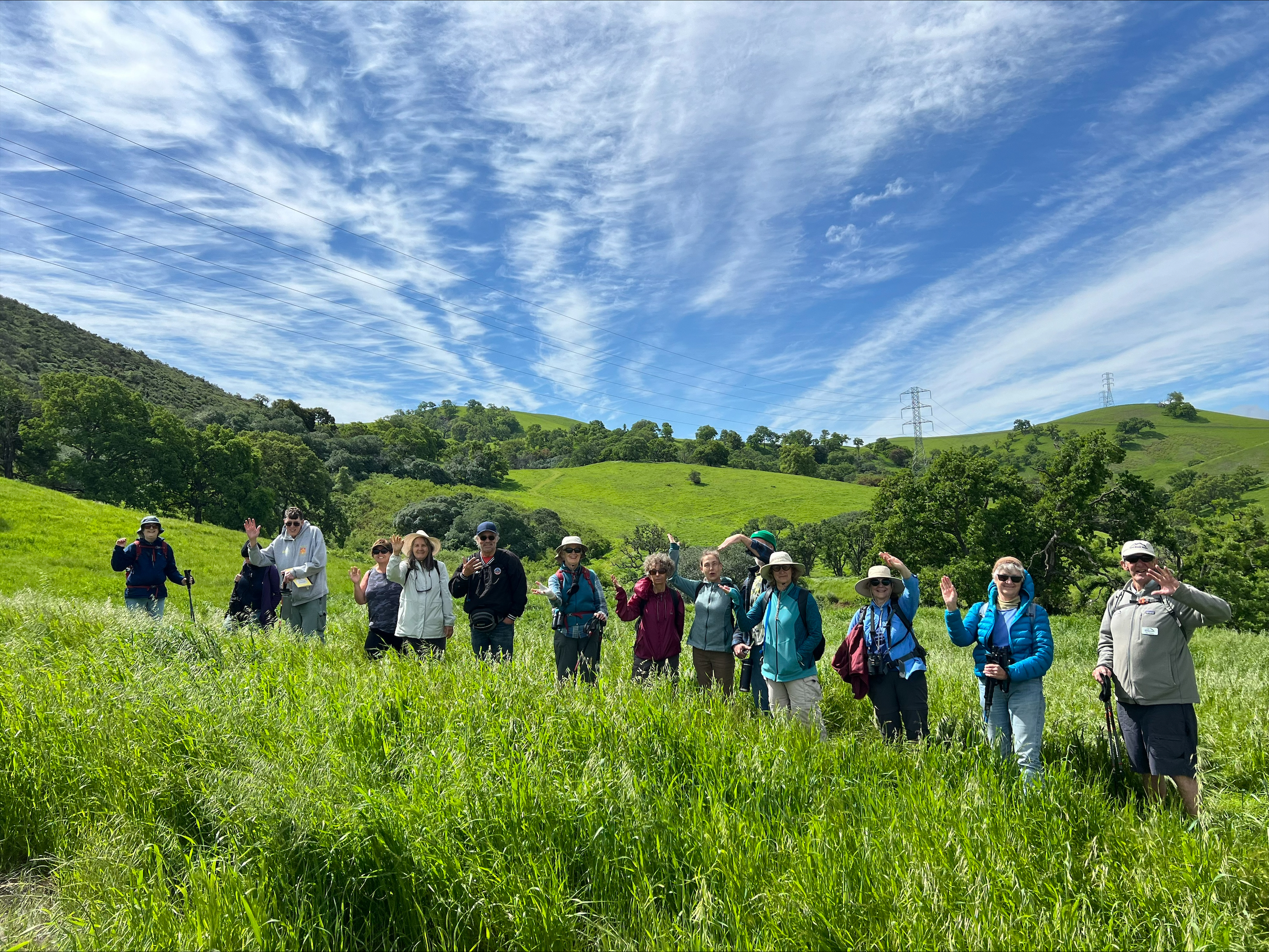 a hiking group in Mangini Preserve