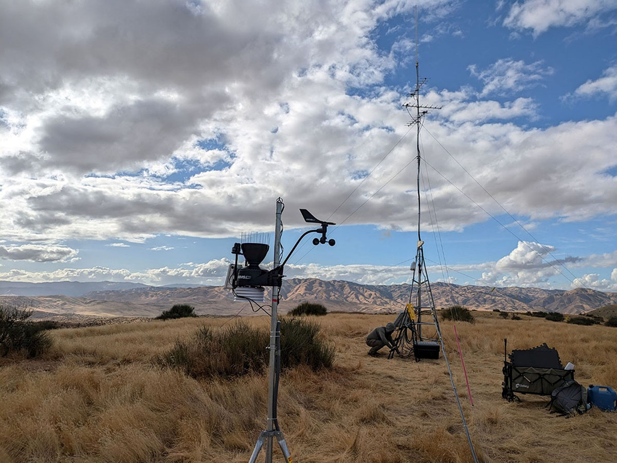 Weather station in Panoche landscape