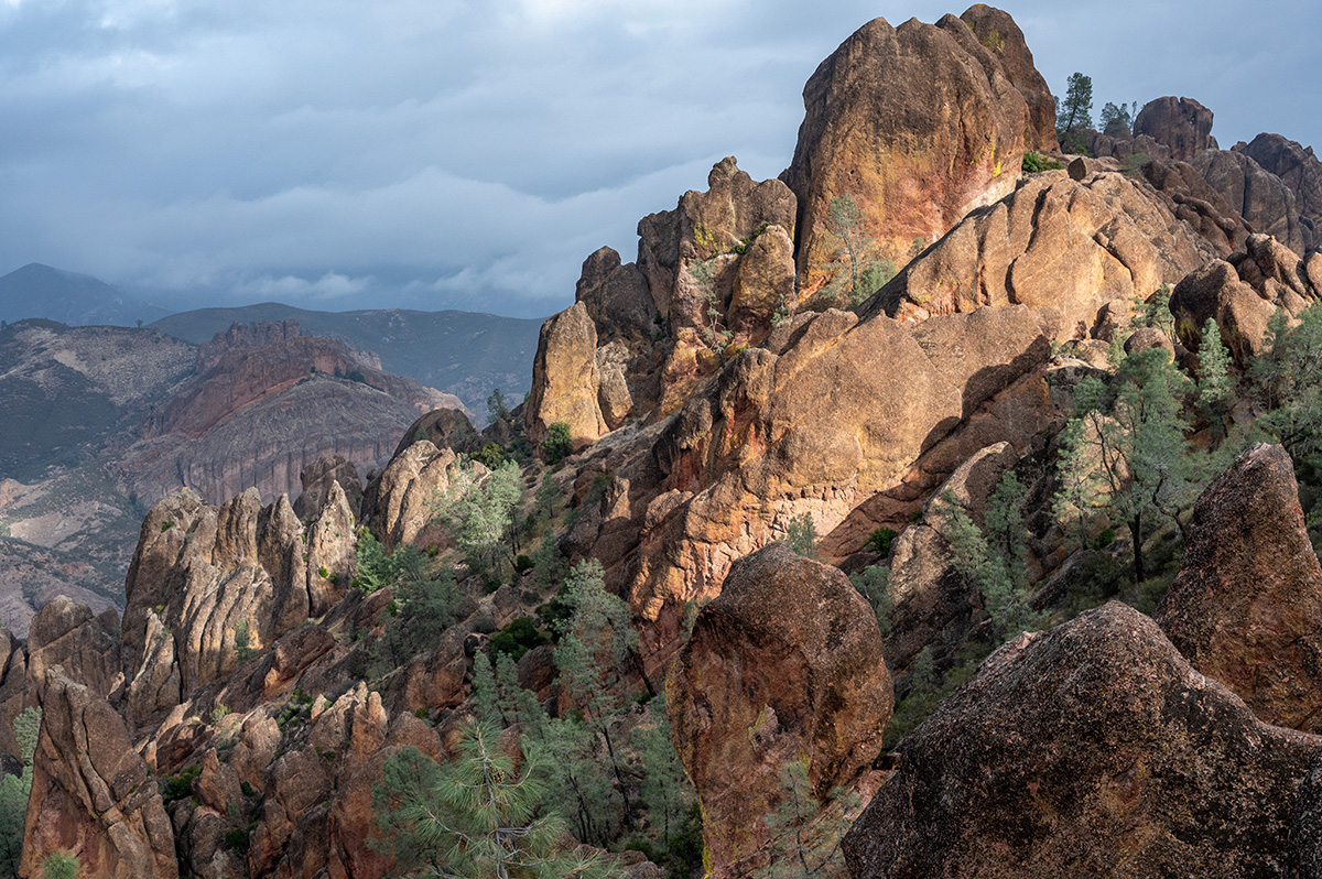 Beautiful red and grey rocks in Pinnacles National Park