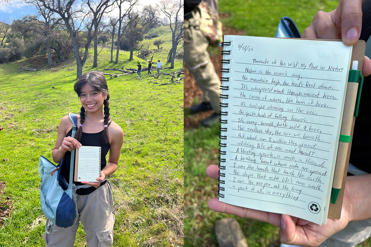 Pittsburg High School student shares her inspiring journal entry from our Diablo Conservation Experience at Mangini Ranch Educational Preserve